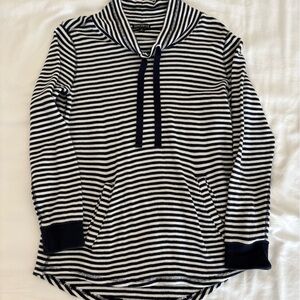 J. Crew Mercantile Navy and White Striped Funnel Neck Pullover Small